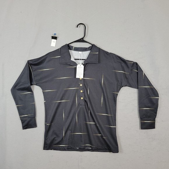 Made With Love Tops - Made With Love Polo 1/4 button up Long Sleeve Black Shirt Size S